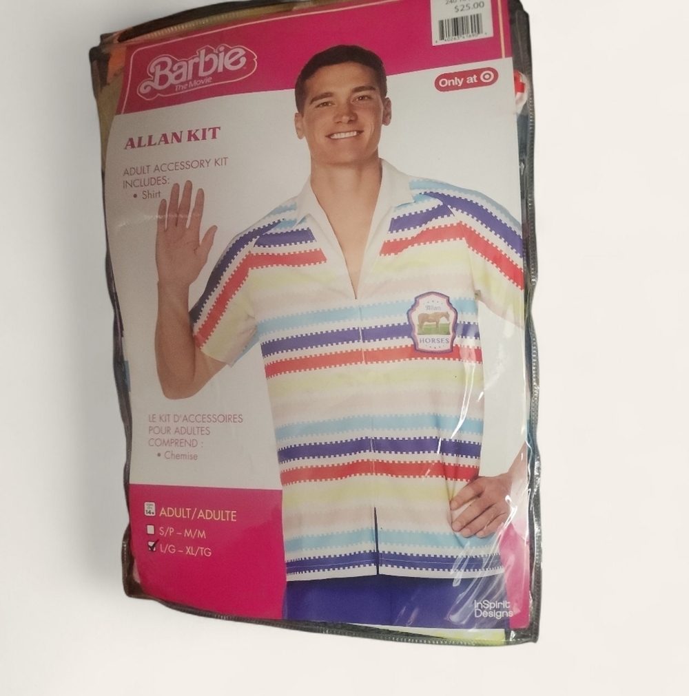 Spirit Men's Allan Striped Costume Shirt From The Barbie Movie Size L-XL